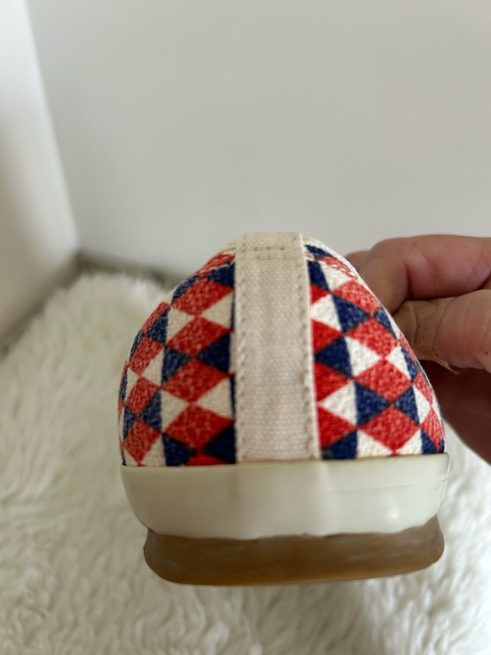 Tory Burch Sport Patterned Red & Blue Canvas Sneakers - Picture 6 of 14